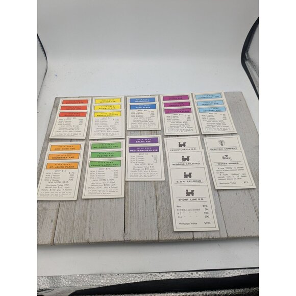 Vintage 1974 Monopoly Anniversary Edition Game Replacement Property Cards - Picture 1 of 6